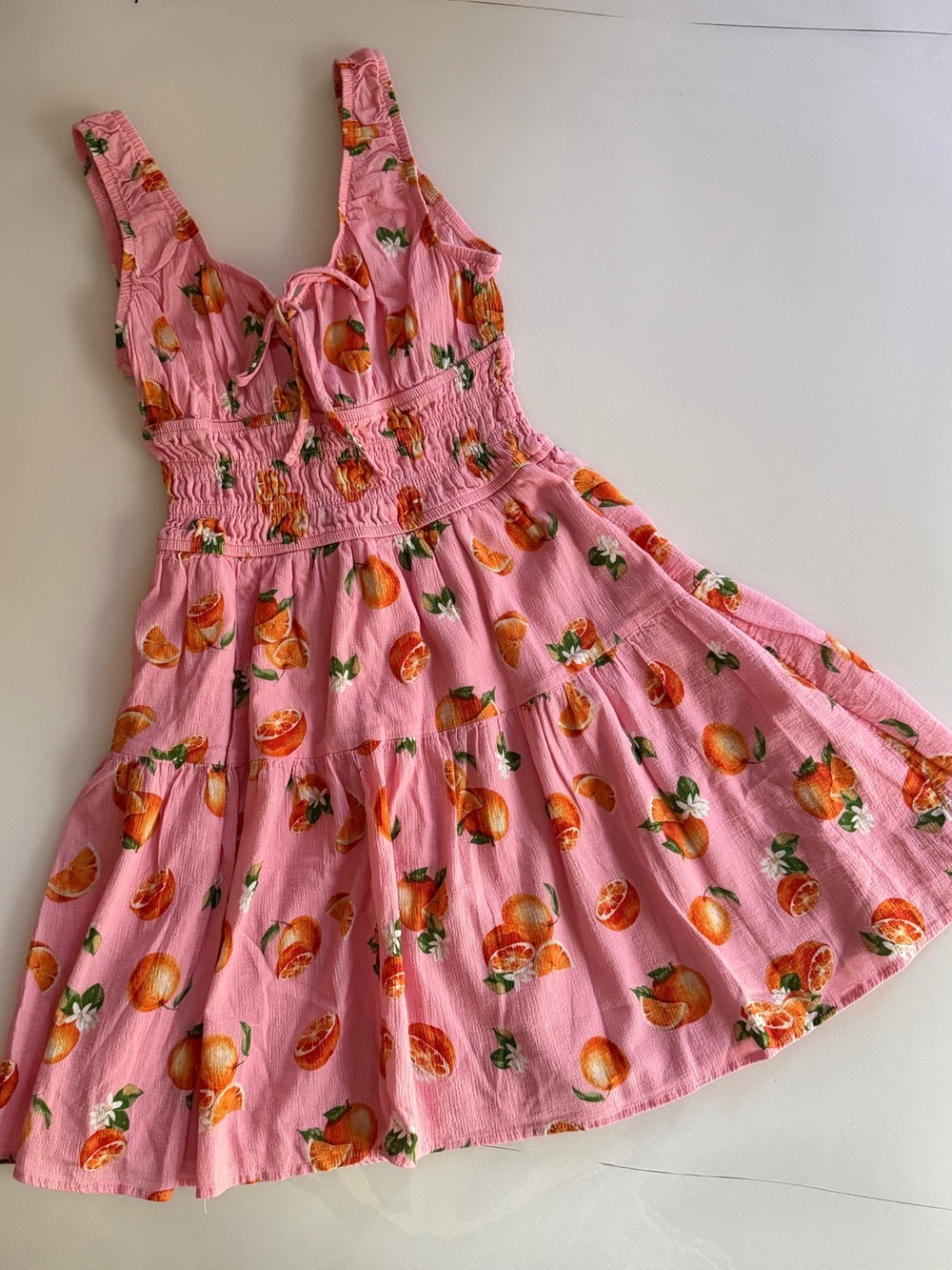 Pink Orange-Print Mini Dress